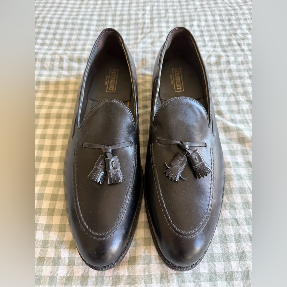 ET Wright Black Leather Tassel Loafers sz 13C
